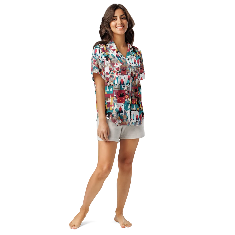 Carnival Solitaire on Women's Short Sleeve Pajama Top — Front