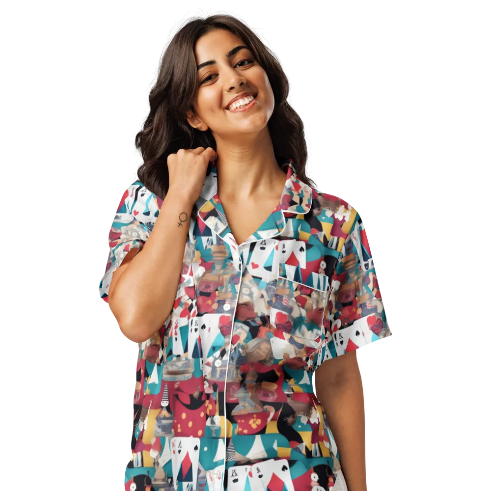 Carnival Solitaire on Women's Short Sleeve Pajama Top — Front