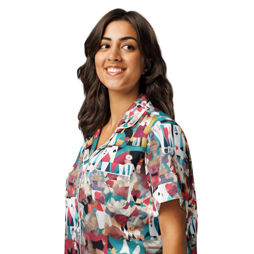 Carnival Solitaire on Women's Short Sleeve Pajama Top — Left Front