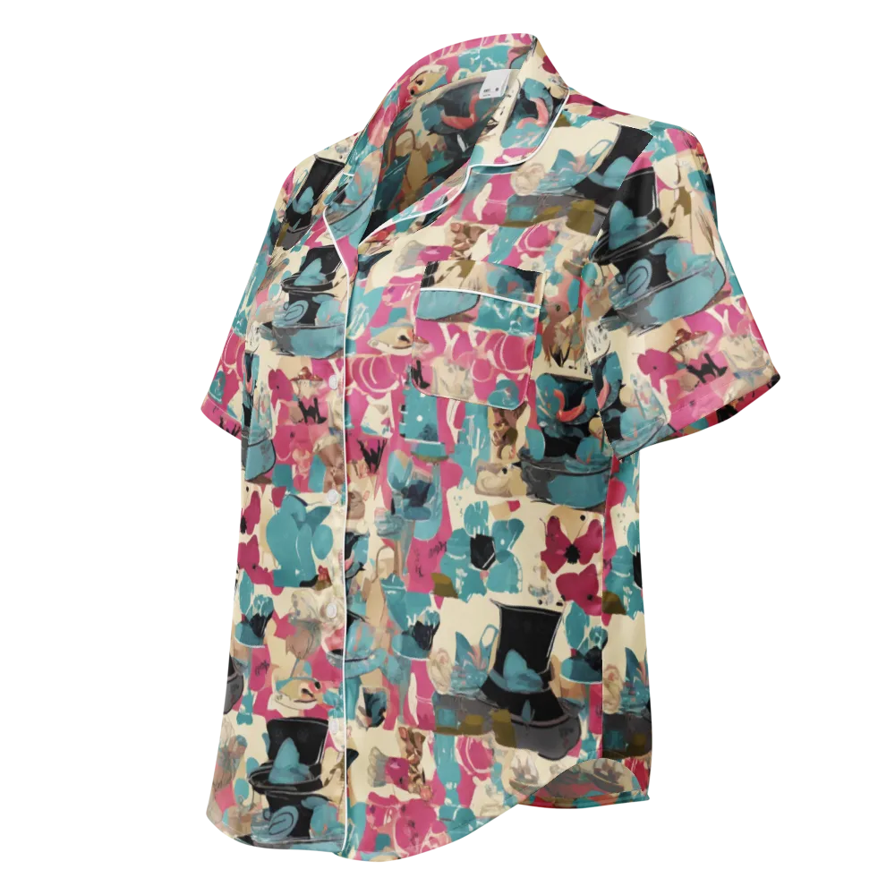 Cabinet of Curiosities on Women's Short Sleeve Pajama Top — Left Front