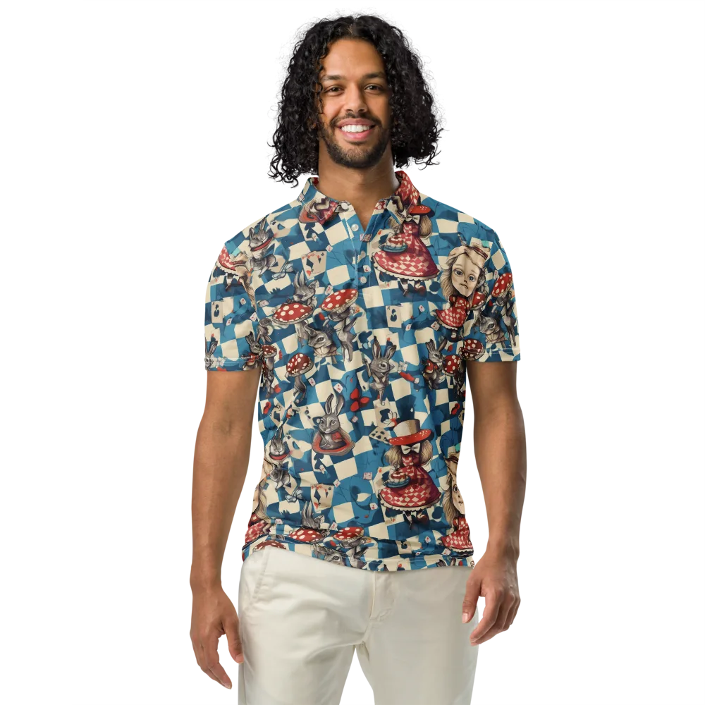 Wonderland Checkmate on Men's Slim Fit Polo Shirt — Front