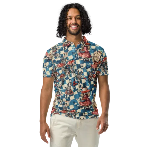 Wonderland Checkmate on a Men's Slim Fit Polo Shirt