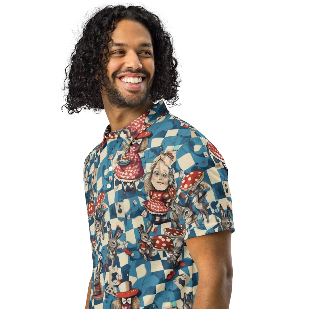 Wonderland Checkmate on Men's Slim Fit Polo Shirt — Left Front