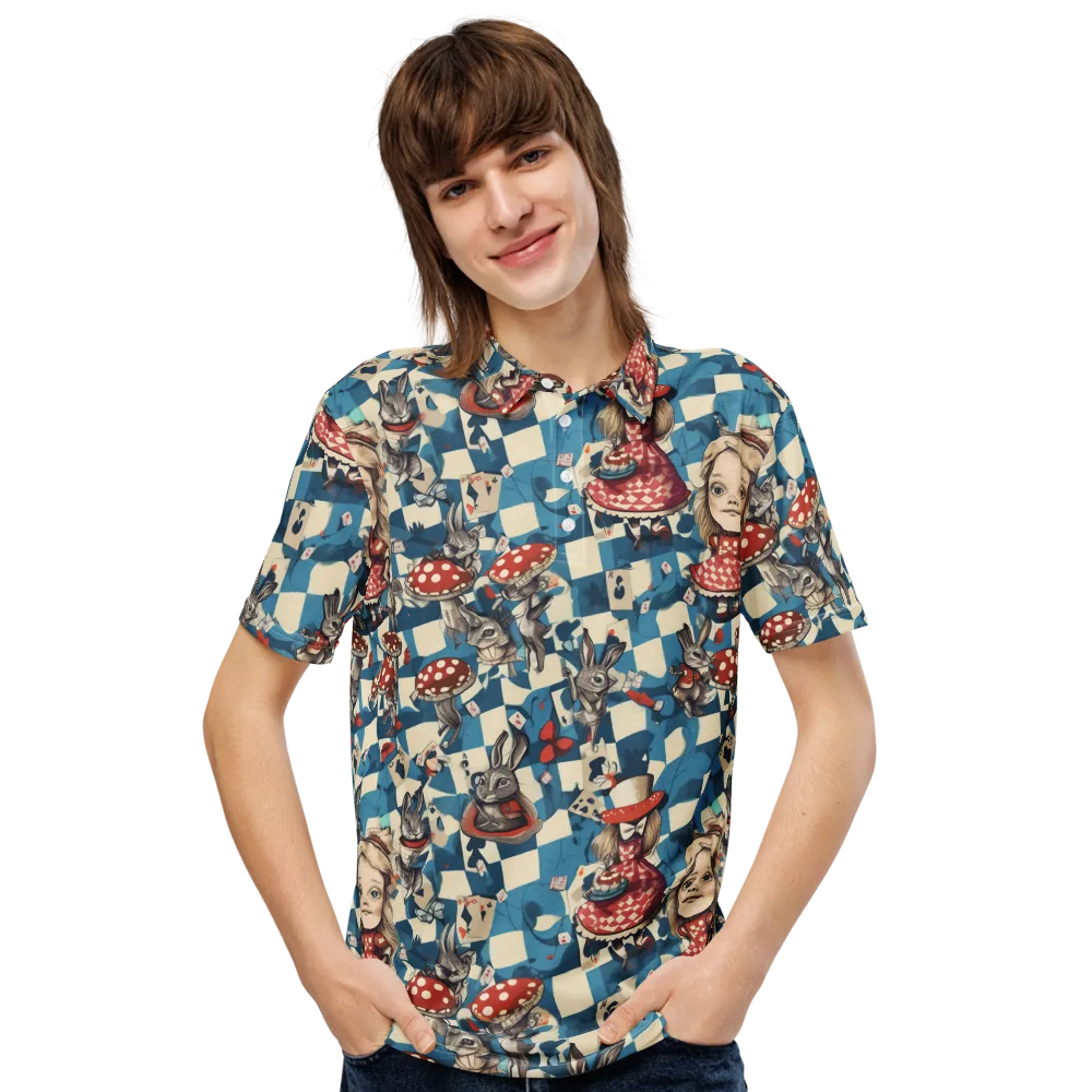 Wonderland Checkmate on Men's Slim Fit Polo Shirt — Front