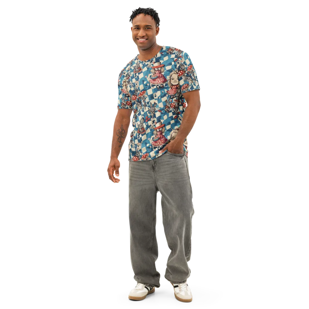 Wonderland Checkmate on Men's Cotton Crew Neck T-Shirt — Front