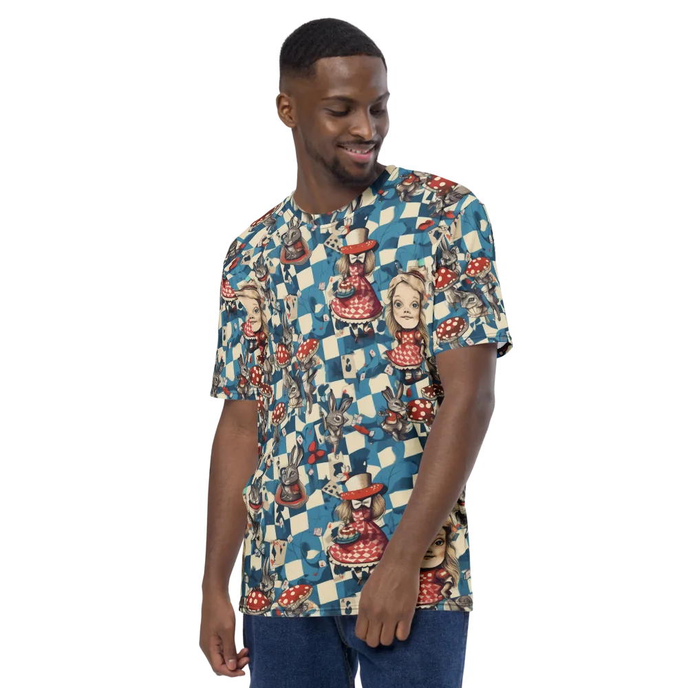 Wonderland Checkmate on Men's Crew Neck T-Shirt — Left