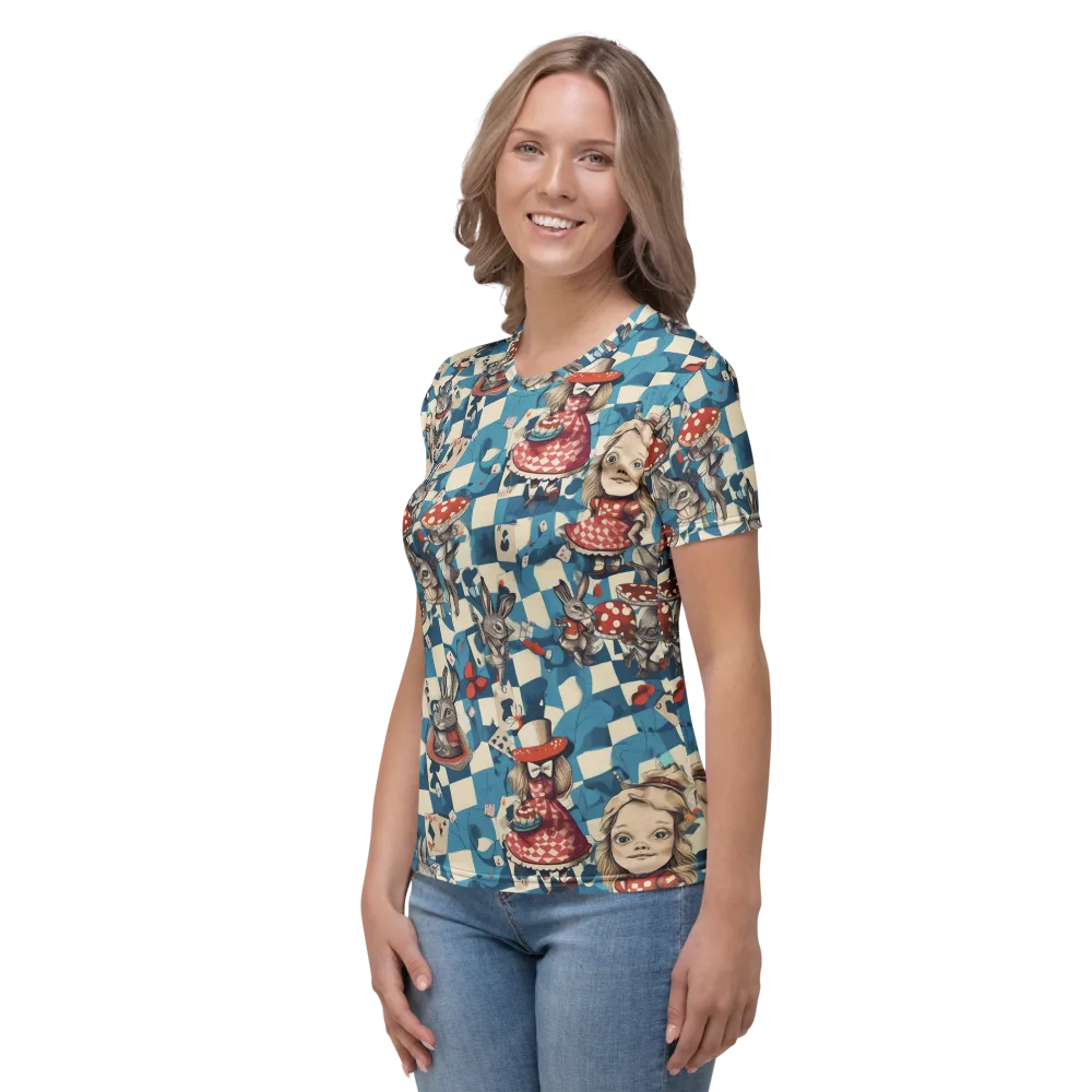Wonderland Checkmate on Women's Crew Neck T-Shirt — Left