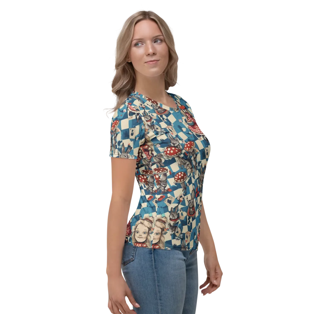 Wonderland Checkmate on Women's Crew Neck T-Shirt — Right