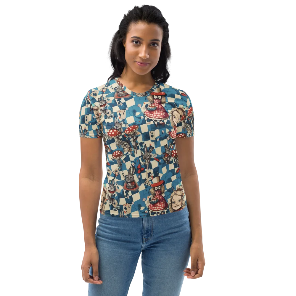 Wonderland Checkmate on Women's Crew Neck T-Shirt — Front