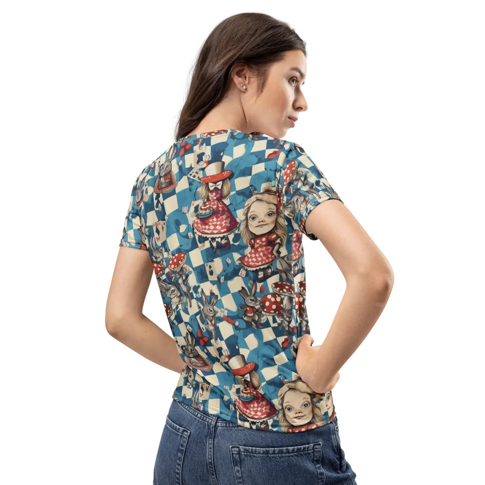 Wonderland Checkmate on Women's Crew Neck T-Shirt — Back