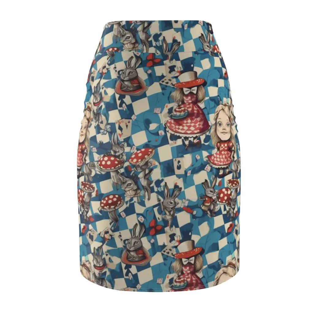 Wonderland Checkmate on Pencil Skirt — Back