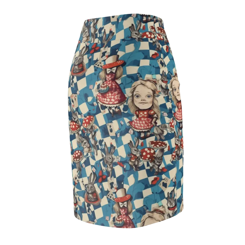 Wonderland Checkmate on Pencil Skirt — Back Side