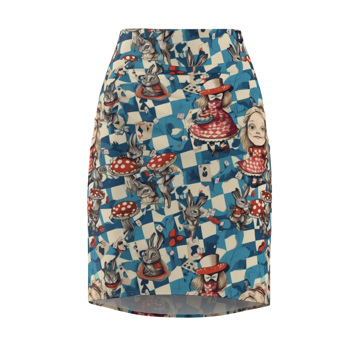 Wonderland Checkmate on Pencil Skirt — Front
