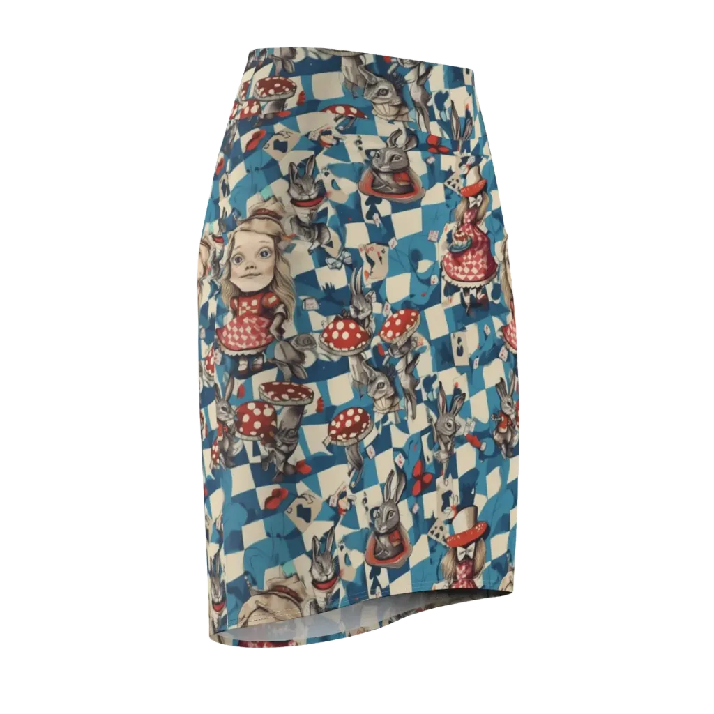 Wonderland Checkmate on Pencil Skirt — Front Side