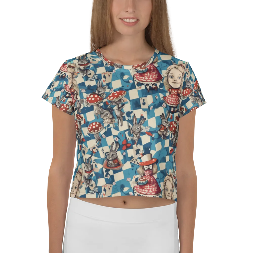 Wonderland Checkmate on Crop Tee — Front