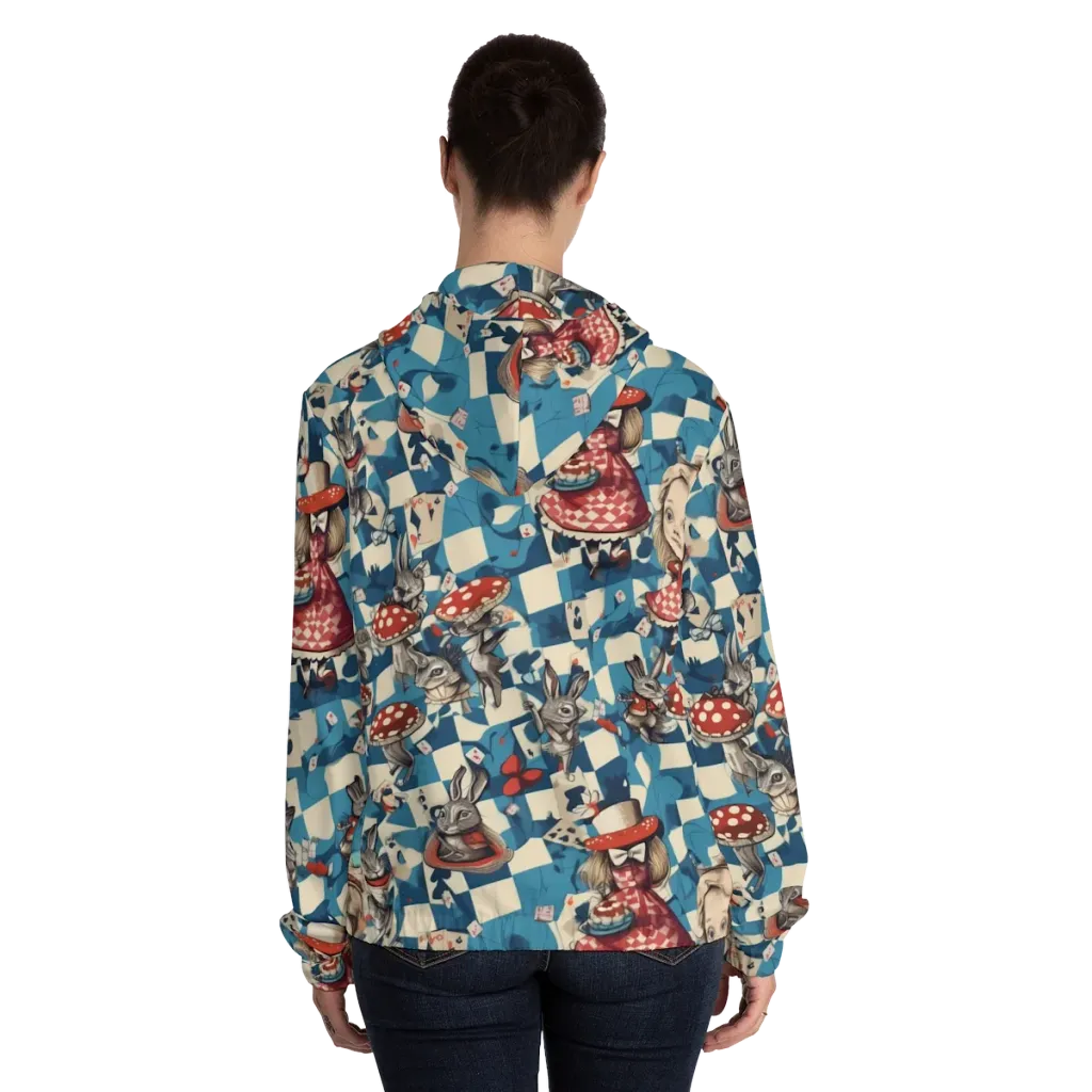 Wonderland Checkmate on Women's Full-Zip Hoodie — Back On Person