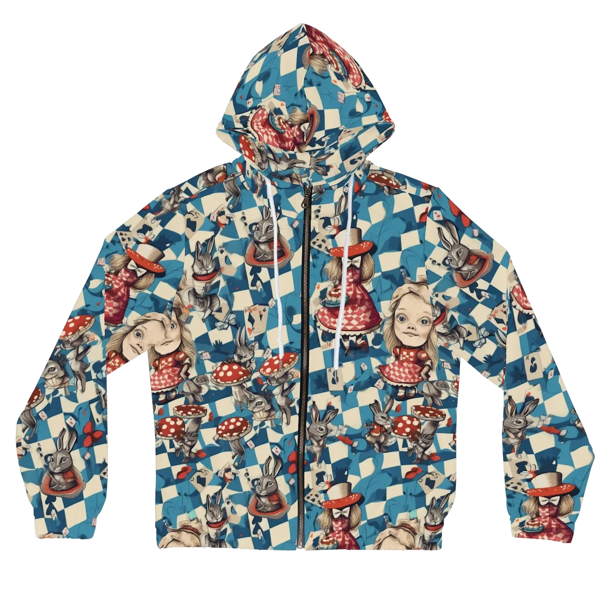 Wonderland Checkmate on Women's Full-Zip Hoodie — Front