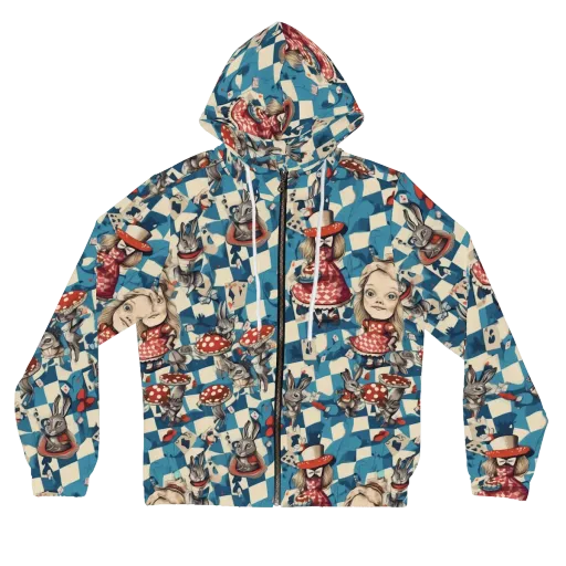 Wonderland Checkmate on a Women's Full-Zip Hoodie