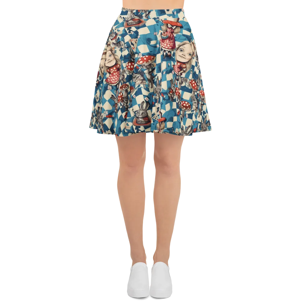 Wonderland Checkmate on Skater Skirt — Front