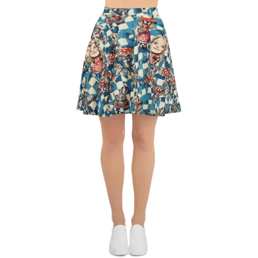 Wonderland Checkmate on a Skater Skirt