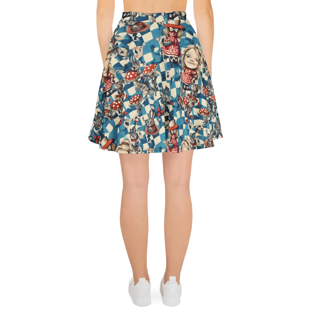 Wonderland Checkmate on Skater Skirt — Back