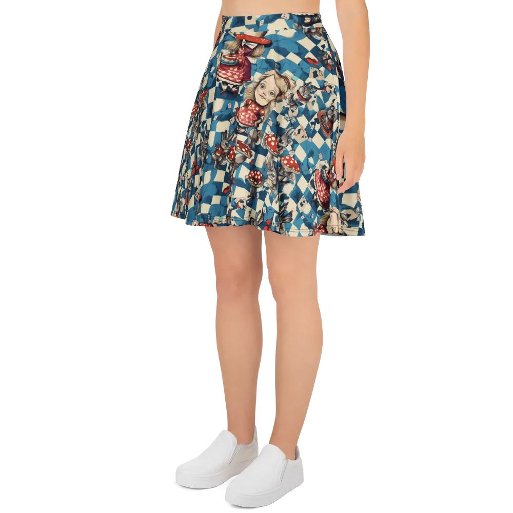 Wonderland Checkmate on Skater Skirt — Left