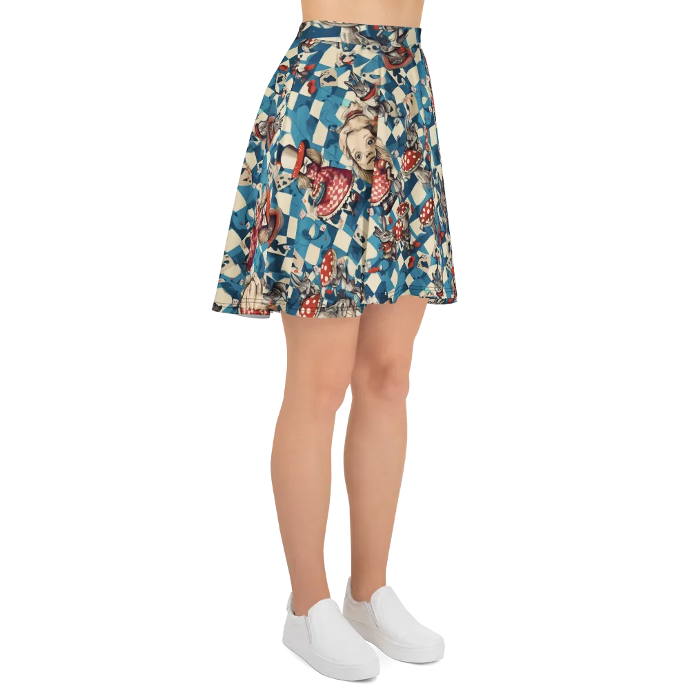 Wonderland Checkmate on Skater Skirt — Right