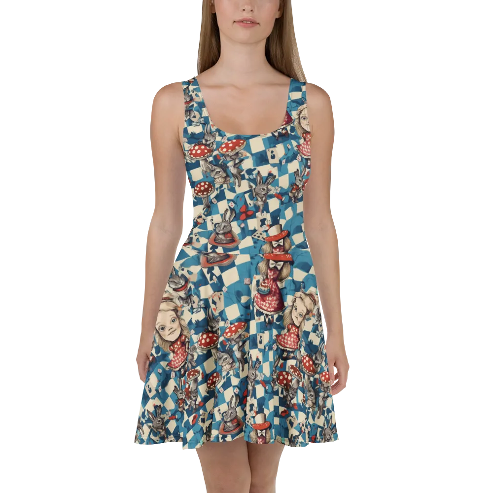 Wonderland Checkmate on Skater Dress — Front