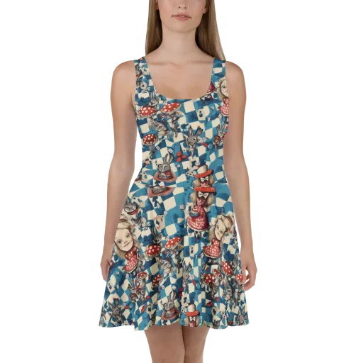 Wonderland Checkmate on a Skater Dress