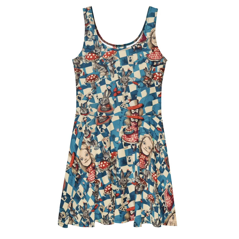 Wonderland Checkmate on Skater Dress — Front