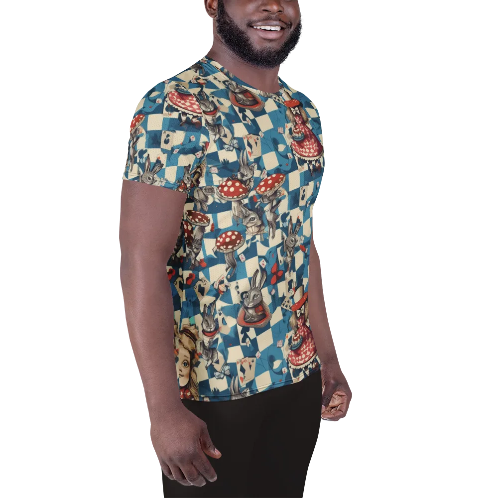 Wonderland Checkmate on Men's Athletic T-Shirt — Right