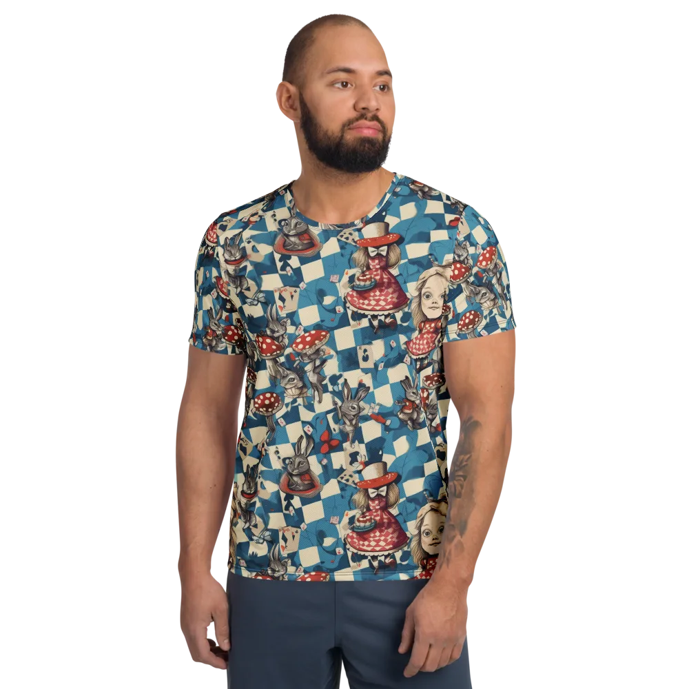 Wonderland Checkmate on Men's Athletic T-Shirt — Front