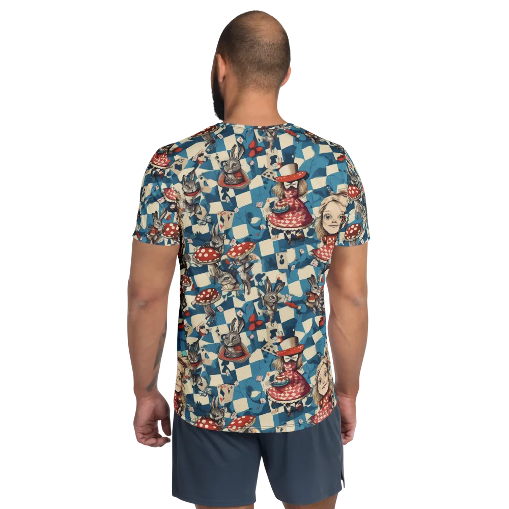Wonderland Checkmate on Men's Athletic T-Shirt — Back