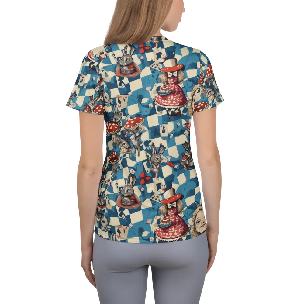 Wonderland Checkmate on Women's Athletic T-Shirt — Back