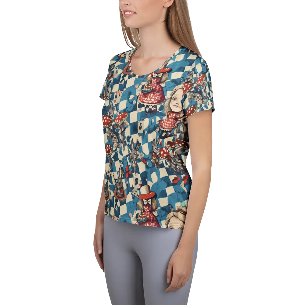 Wonderland Checkmate on Women's Athletic T-Shirt — Left