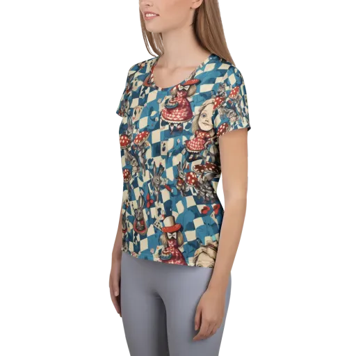 Wonderland Checkmate on a Women's Athletic T-Shirt