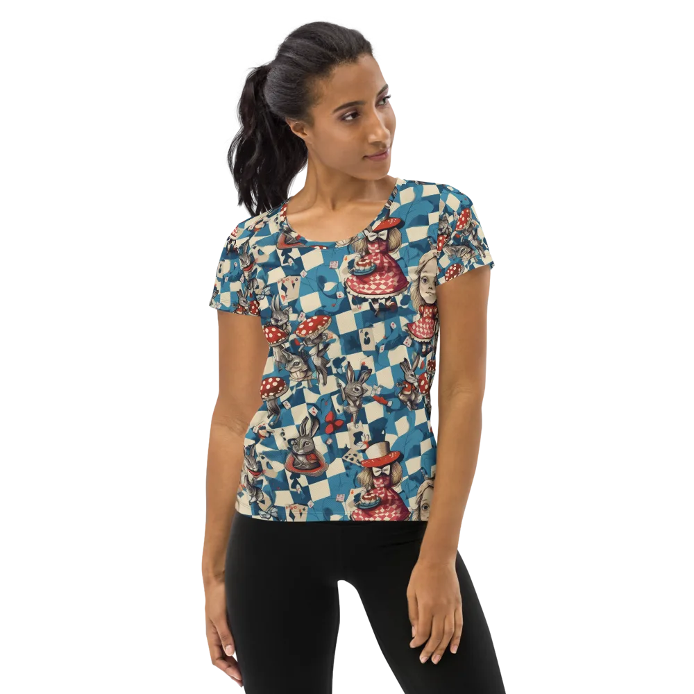Wonderland Checkmate on Women's Athletic T-Shirt — Front