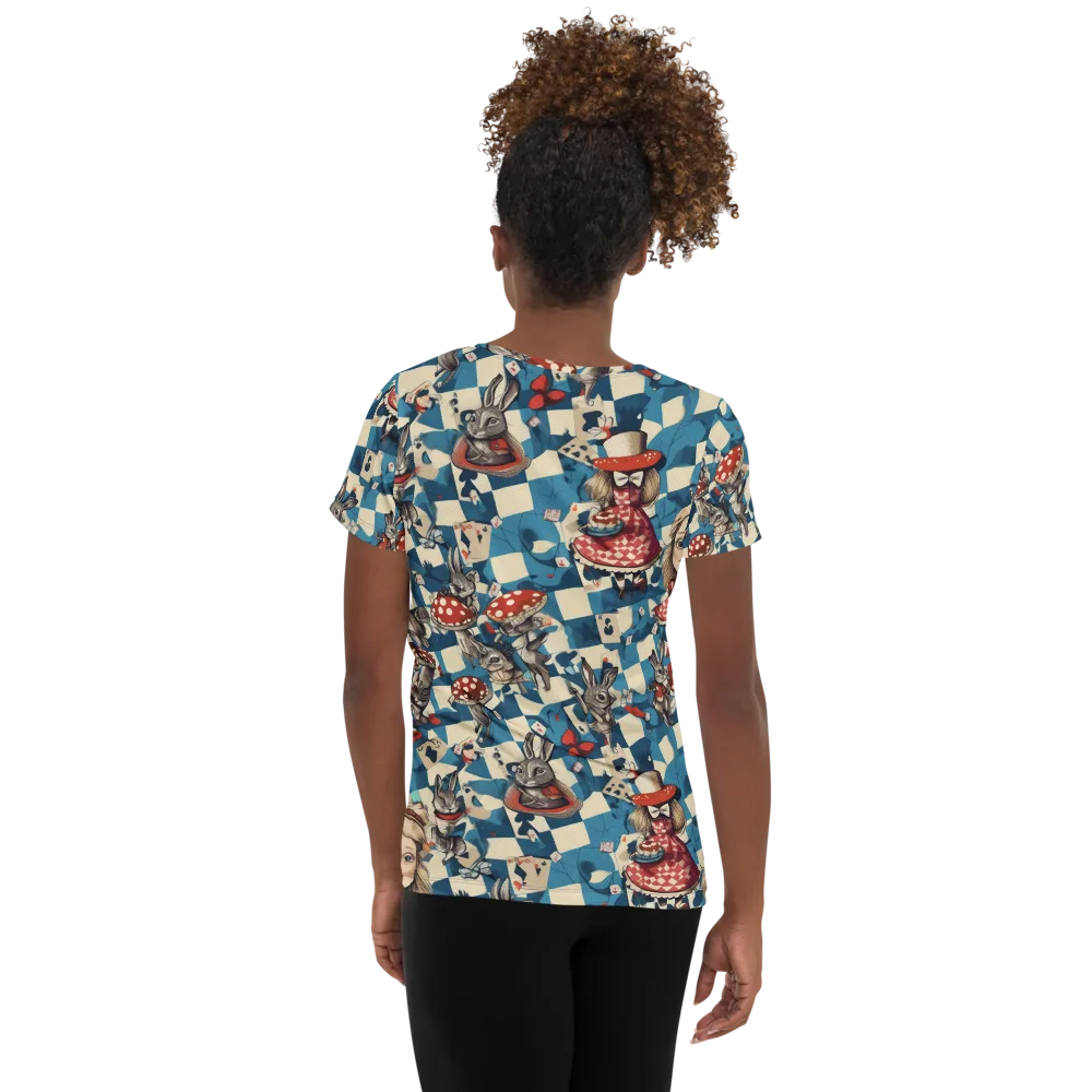 Wonderland Checkmate on Women's Athletic T-Shirt — Back