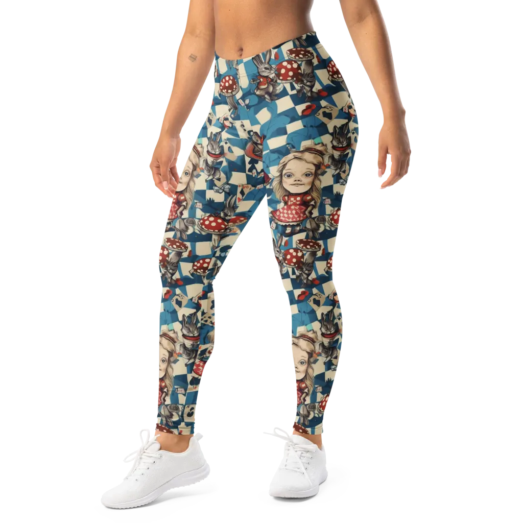 Wonderland Checkmate on Leggings — Left Front