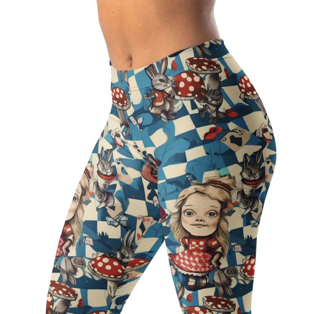 Wonderland Checkmate on Leggings — Left Front