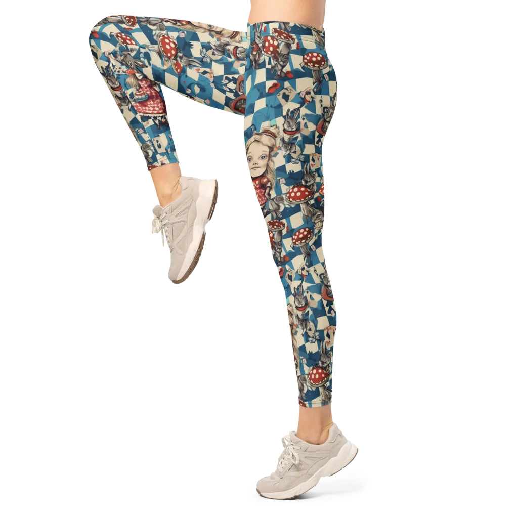 Wonderland Checkmate on Leggings — Left