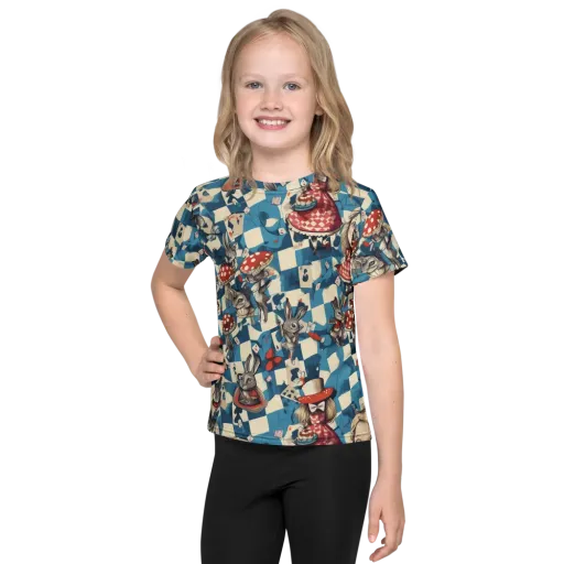 Wonderland Checkmate on a Kids Crew Neck T-Shirt