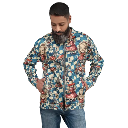 Wonderland Checkmate on a Bomber Jacket
