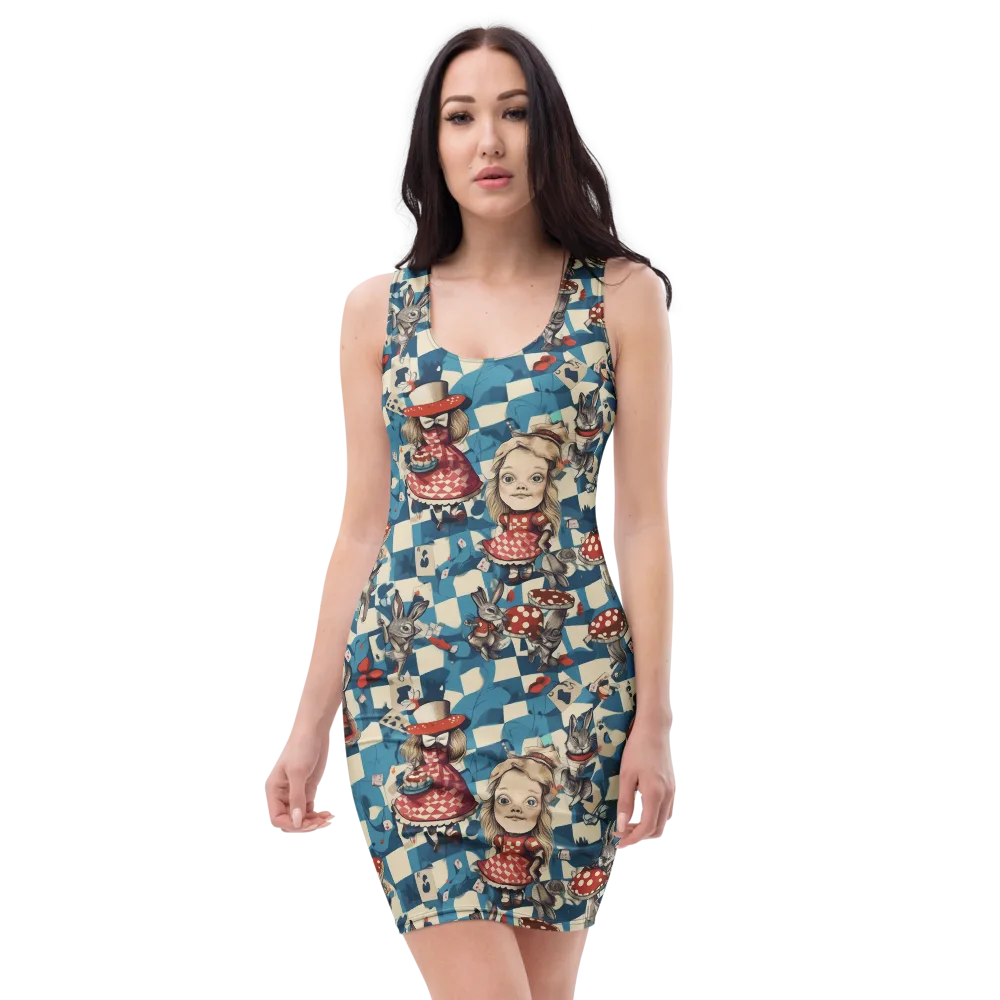 Wonderland Checkmate on Bodycon Dress — Front