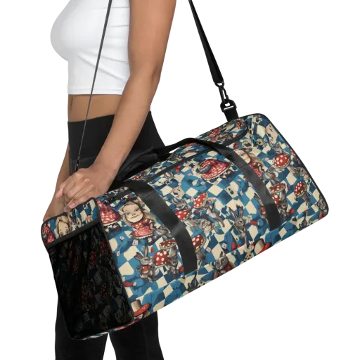 Wonderland Checkmate on a Duffle Bag