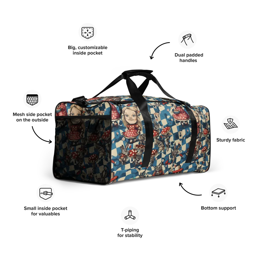 Wonderland Checkmate on Duffle Bag — Right Front