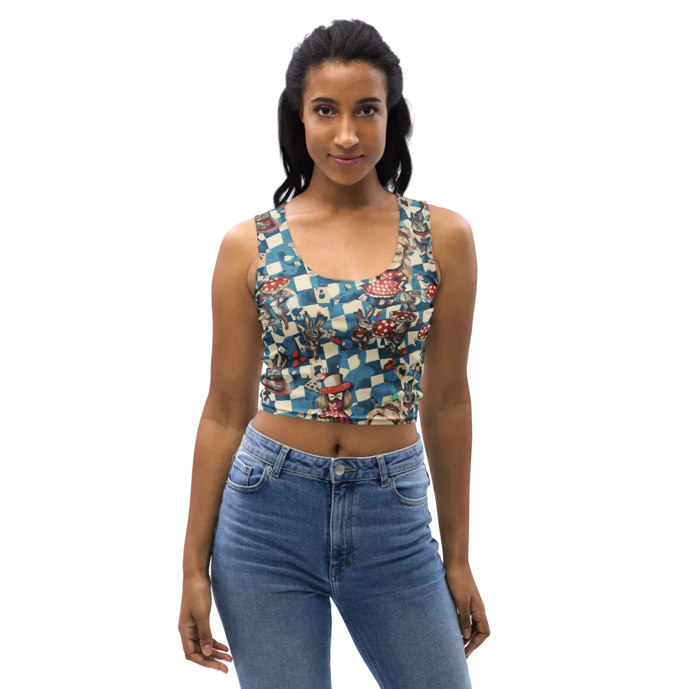 Wonderland Checkmate on Crop Top — Front