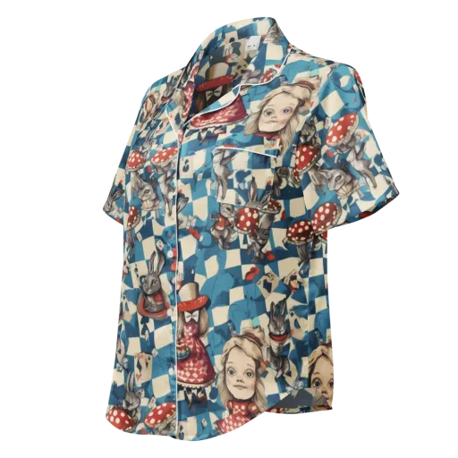 Wonderland Checkmate on a Women's Short Sleeve Pajama Top