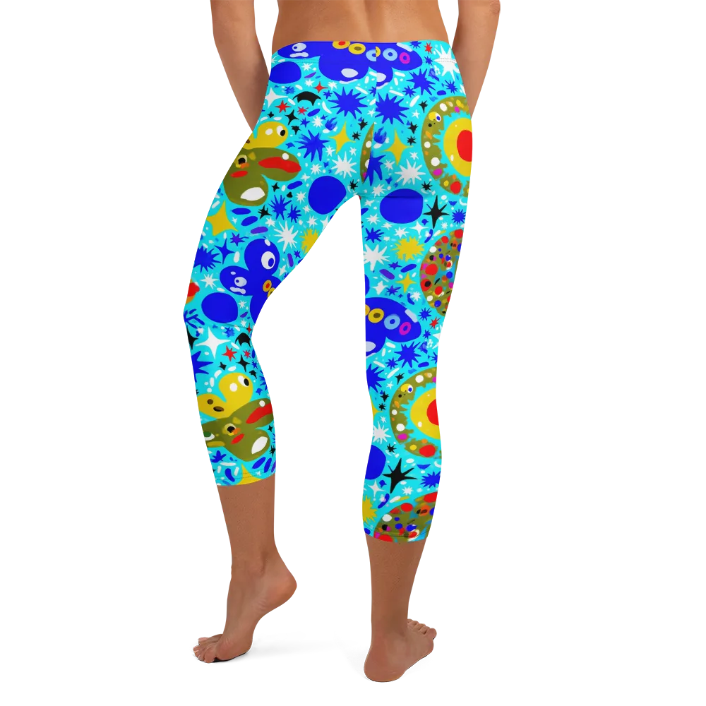 Cosmic Critter Bloom on Capri Leggings — Back