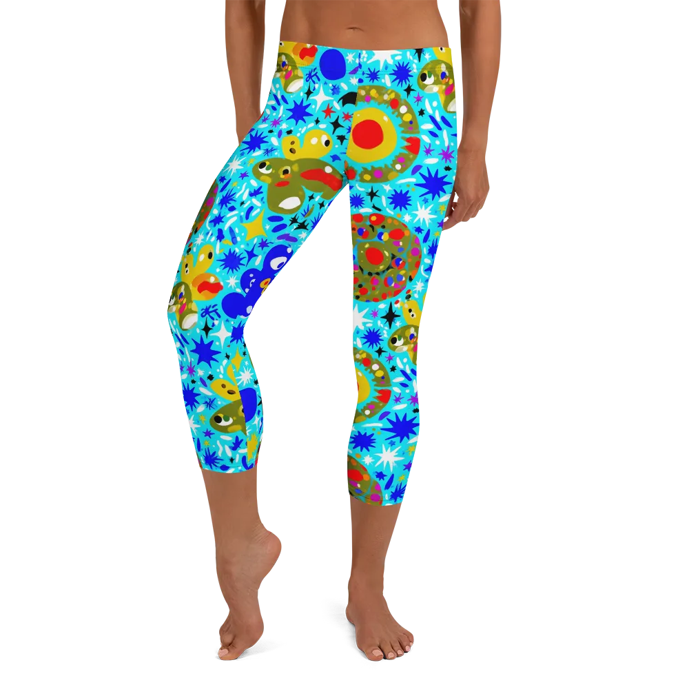 Cosmic Critter Bloom on Capri Leggings — Front